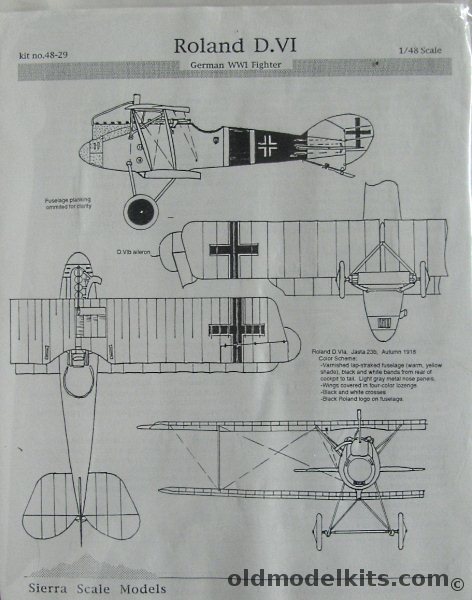 Sierra 1/48 Roland D-VI (D.VI DVI) - Bagged, 48-29 plastic model kit